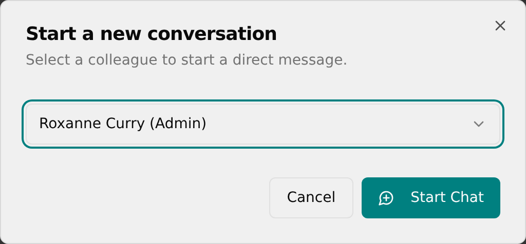 Start a new conversation dialog with a coworker selected