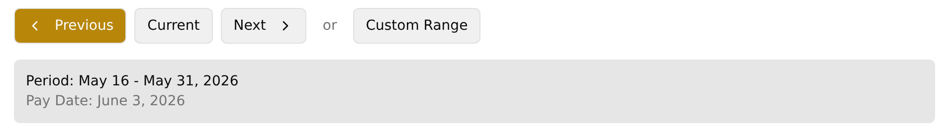 Grey Period and Pay Date box after changing period