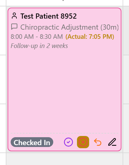The same card after check-in, now pink (white → pink).