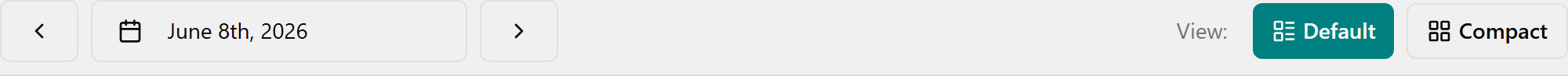 The date toolbar: the back arrow, the date button, and the forward arrow.