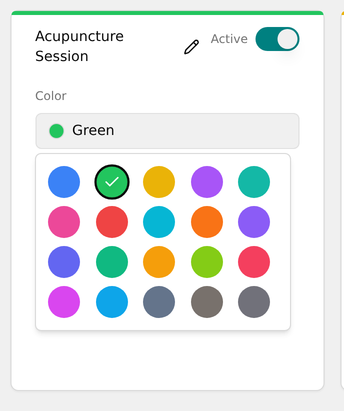 Open color palette popup on a card