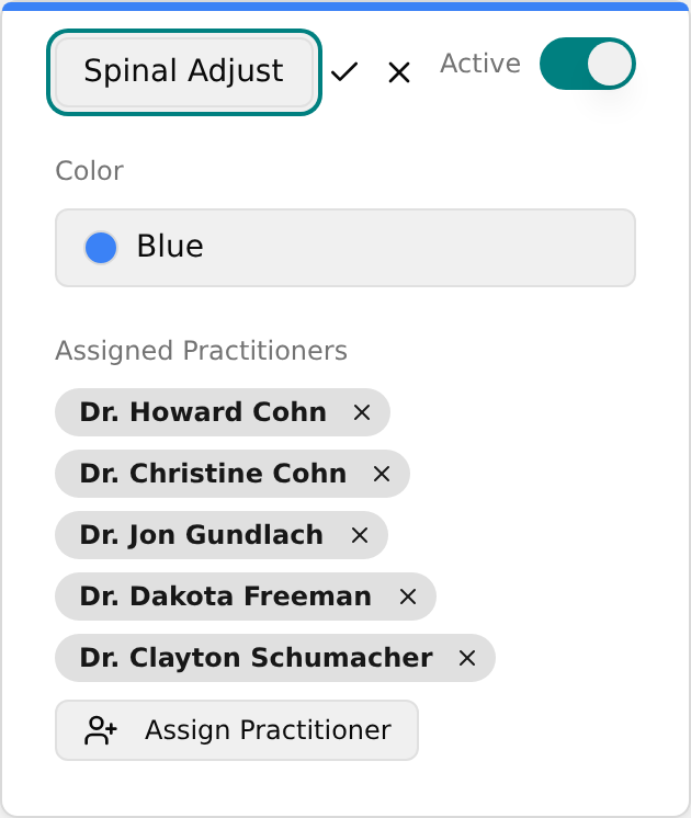 Card in name-edit mode with check and X icons