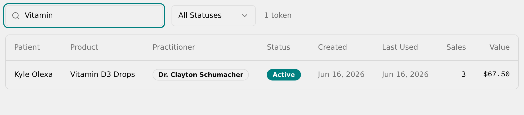 Search box with text typed and the filtered list